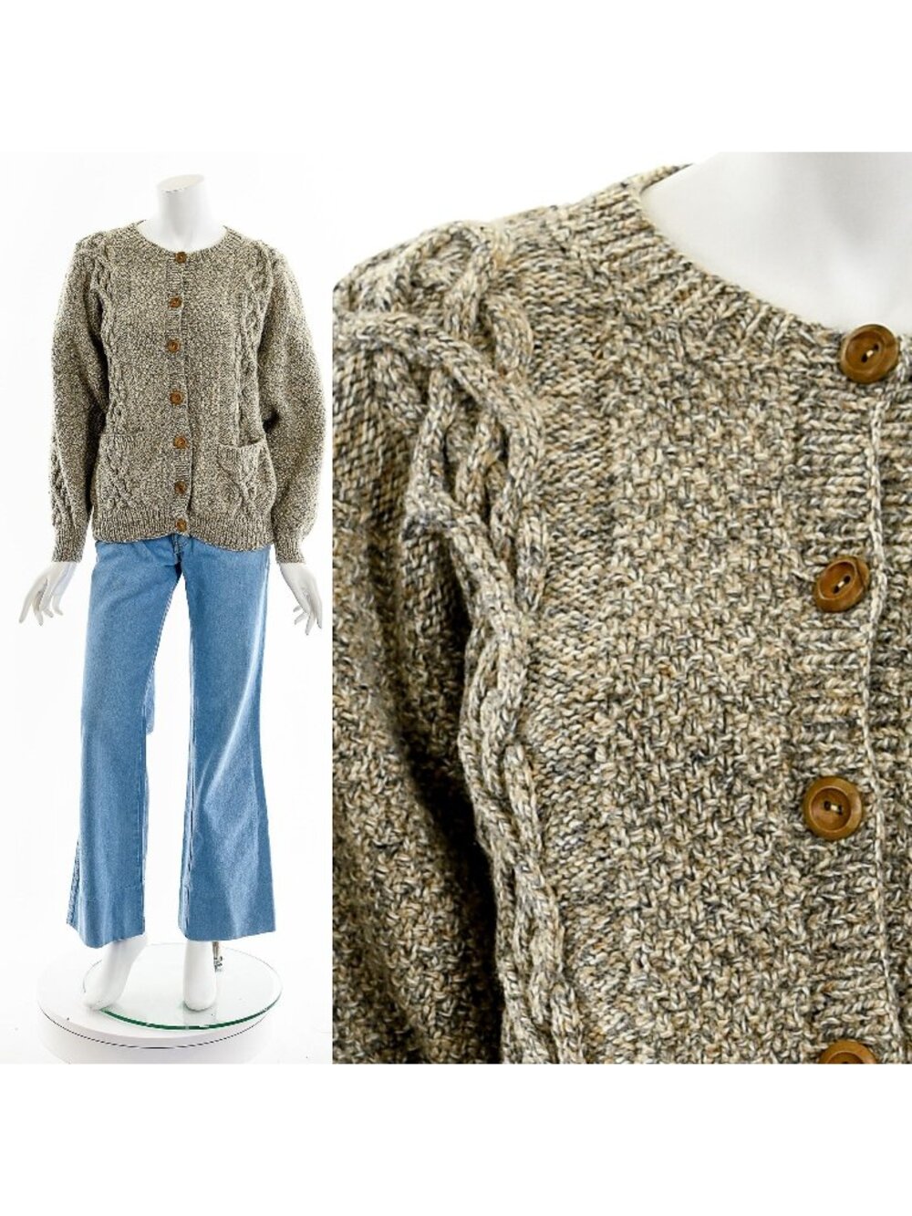 Brown Irish Wool Fisherman Sweater